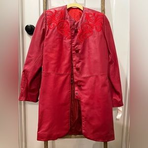 VINTAGE 100% Genuine Red Leather Coat